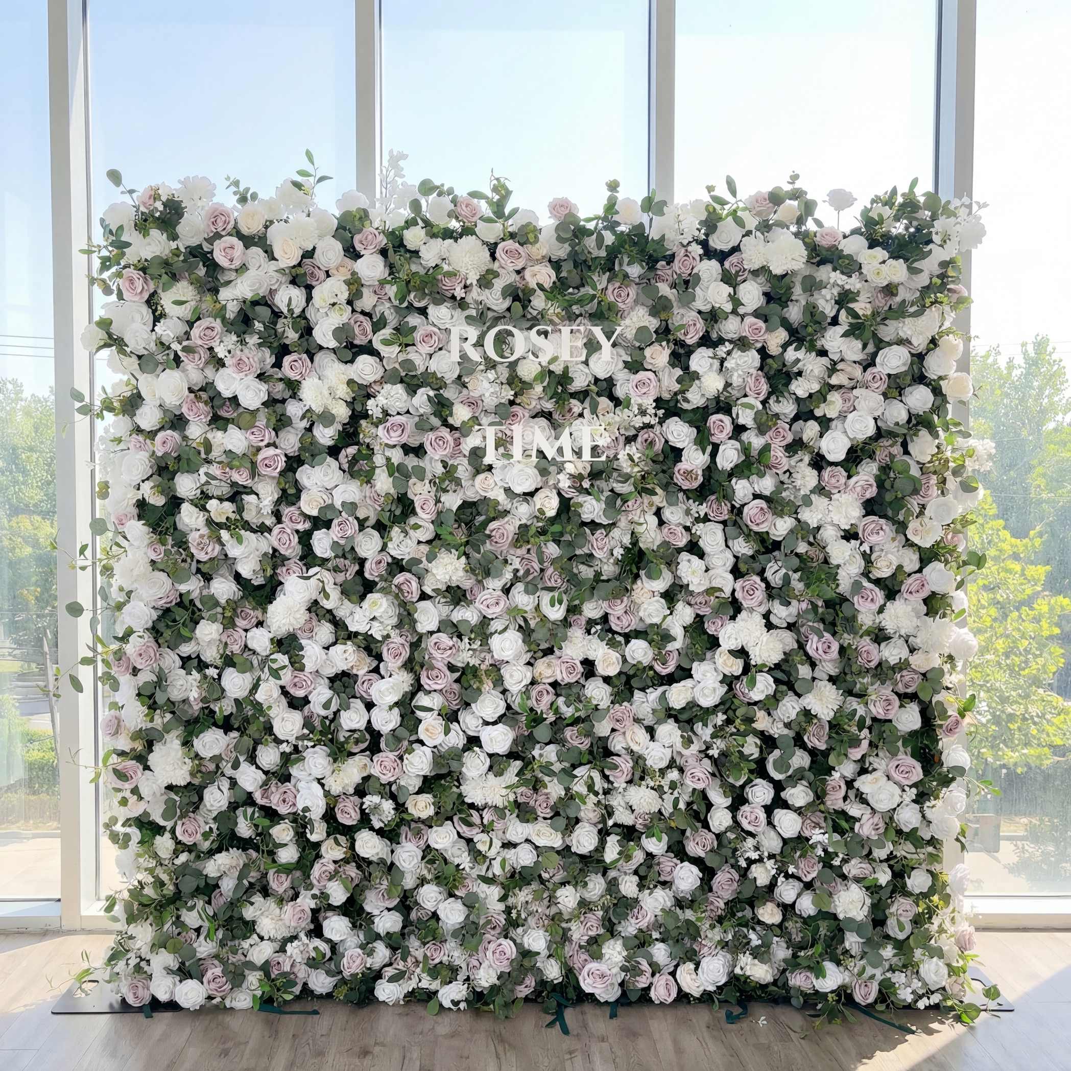 Roseytime 5D Dusty Rose Flower Wall Roll Up Fabric Back #RTW370