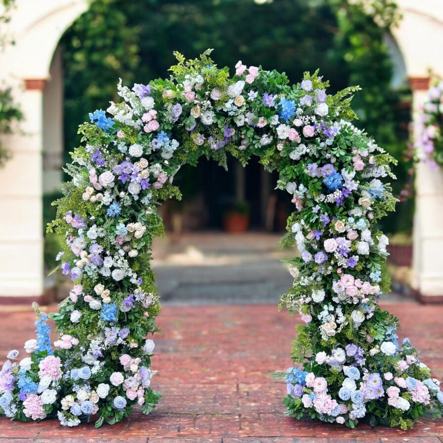 RoseyTime Blue&Pink Flower Arch n-shape Round Arch #RTA114