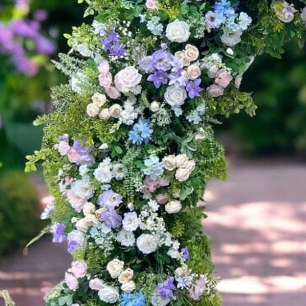 RoseyTime Blue&Pink Flower Arch n-shape Round Arch #RTA114