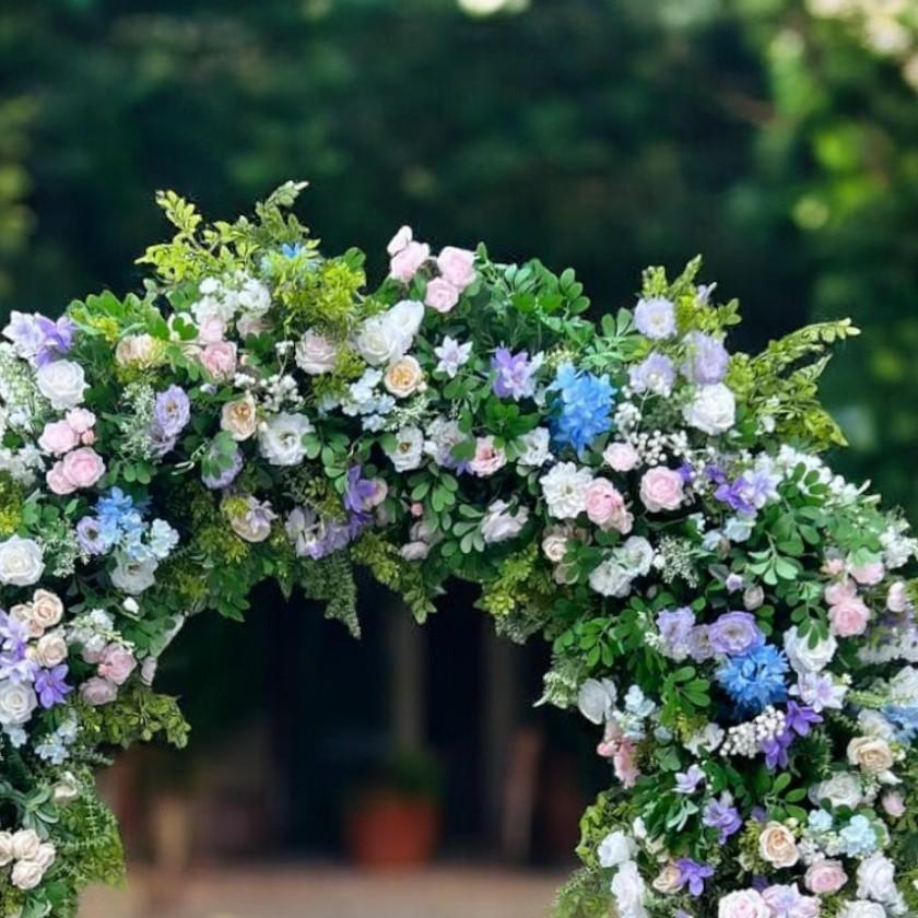 RoseyTime Blue&Pink Flower Arch n-shape Round Arch #RTA114
