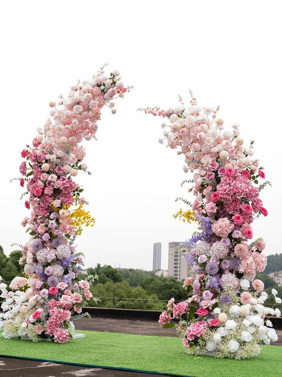 Roseytime Rainbow Flower Pillars Arch with Frame #RTP047