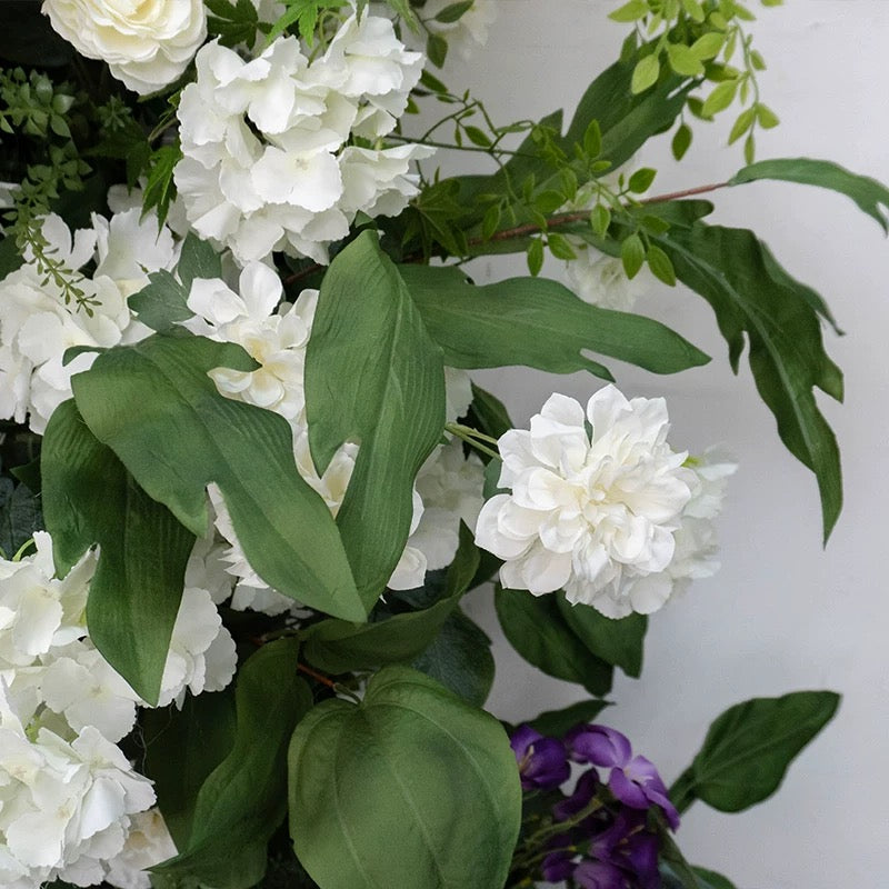 Roseytime Purple&White Flower Pillars Arch with Frame #RTP078