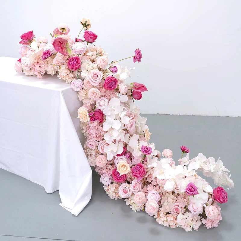 Roseytime Pink Flower Runner Table Flower Decor#RTR085