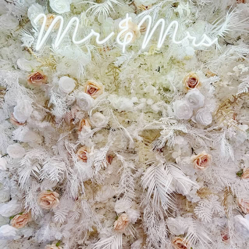 Roseytime 5D White Pampas Flower Wall Roll Up Fabric Back #RTW184