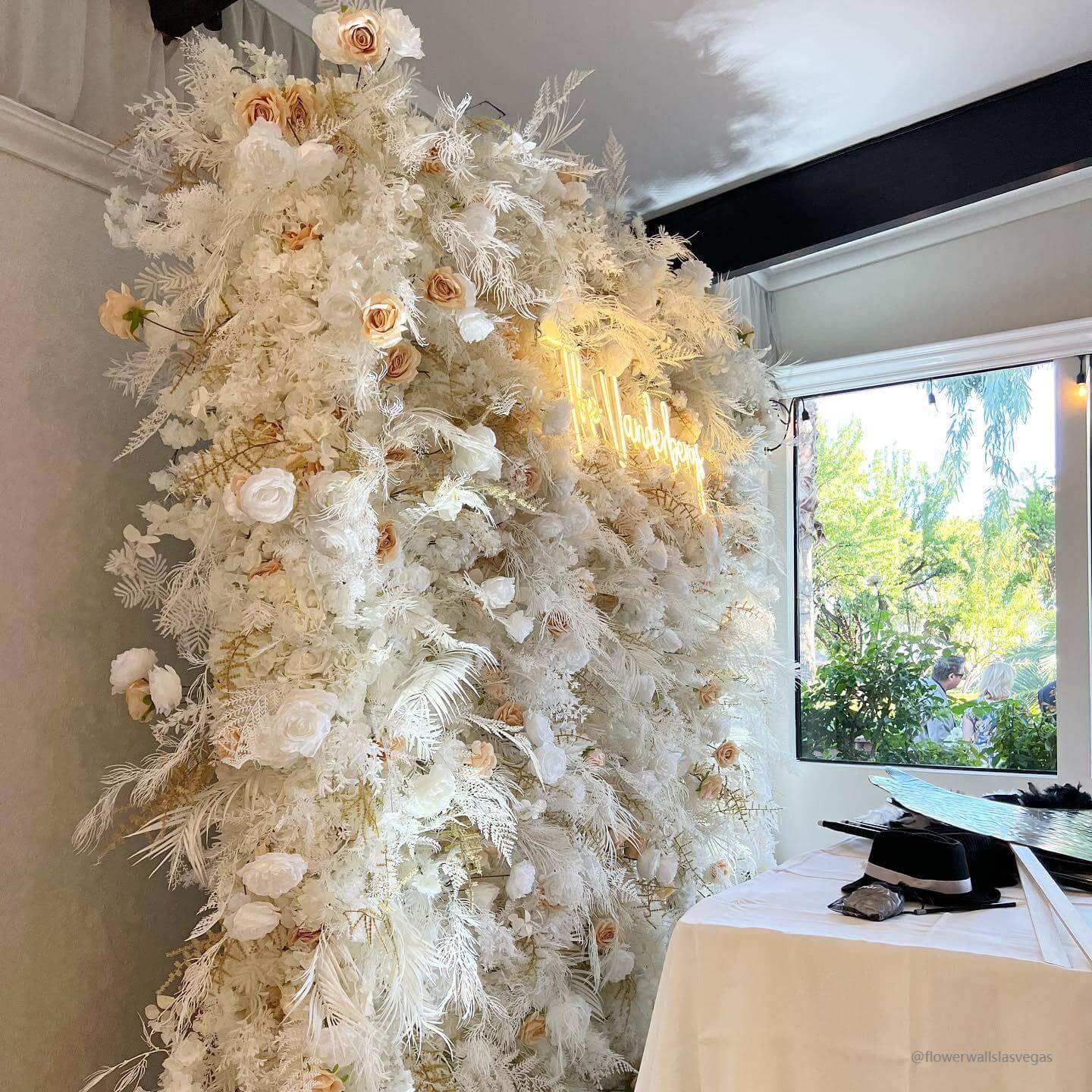 Roseytime 5D White Pampas Flower Wall Roll Up Fabric Back #RTW184
