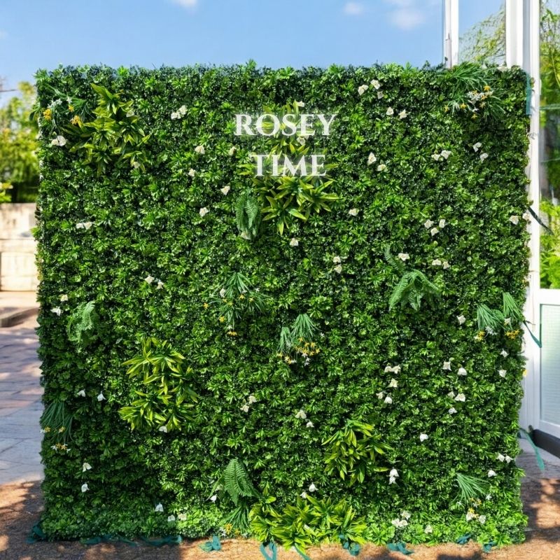 Roseytime Grass Wall Greenery Backdrop Roll Up Fabric Back#RTW008