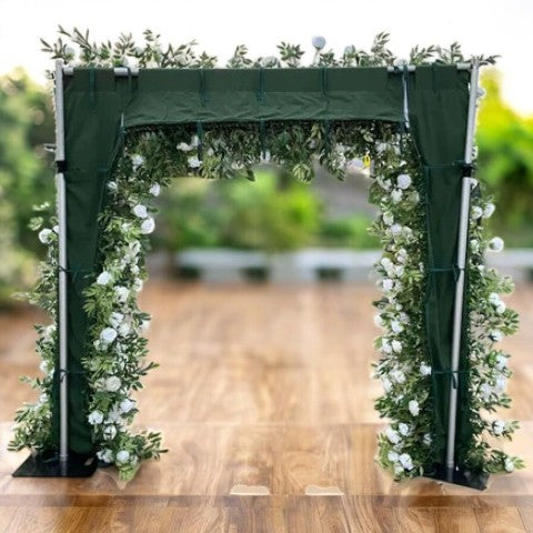 Roseytime Wedding Square Flower Arch 8x8ft White&Green Fabric Back Backdrop #RTA024