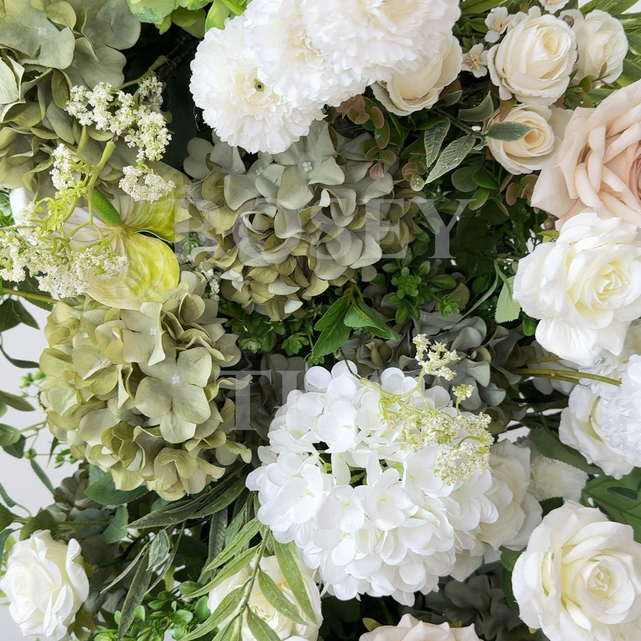 Roseytime White&Green Flower Pillars Arch with Frame #RTP085