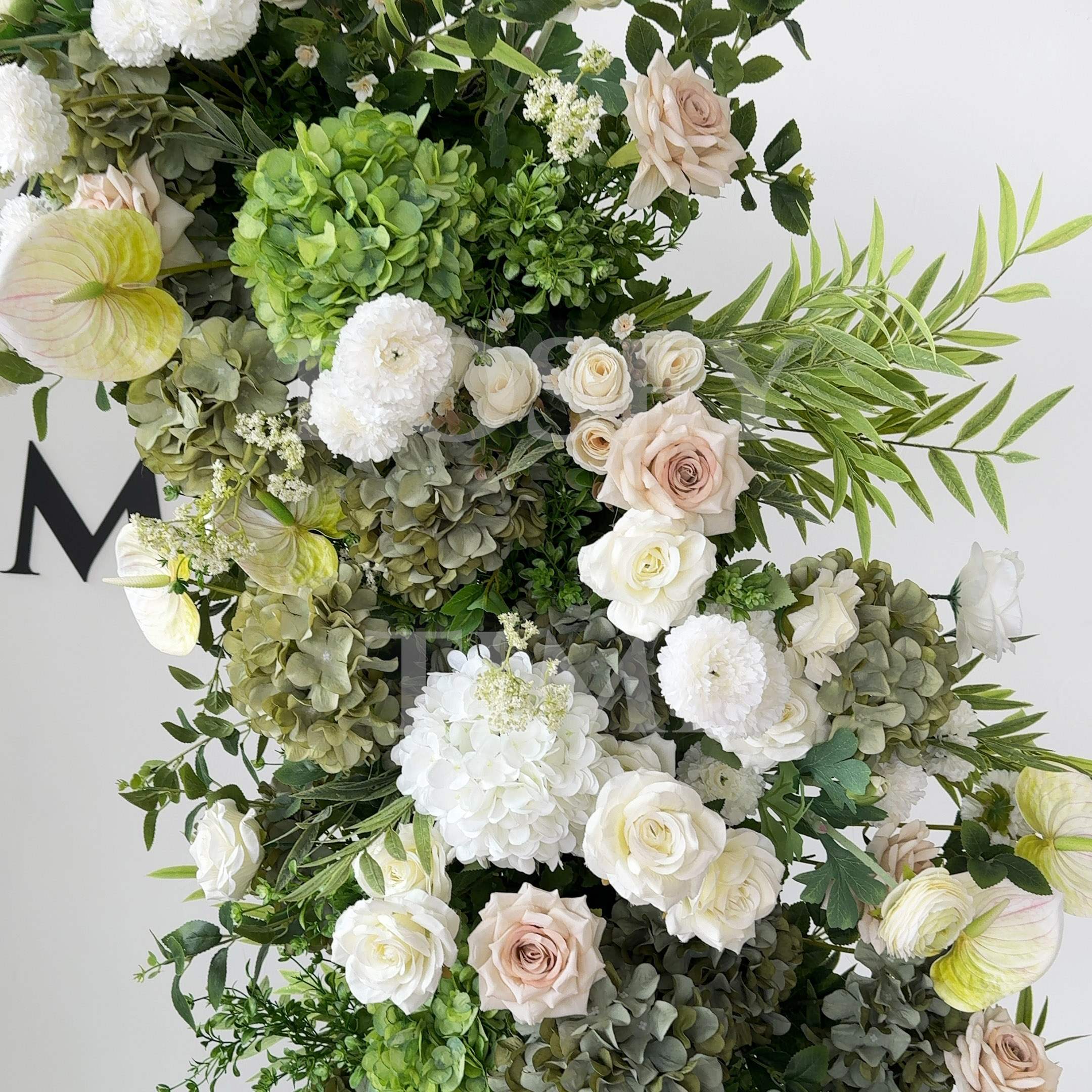 Roseytime White&Green Flower Pillars Arch with Frame #RTP085