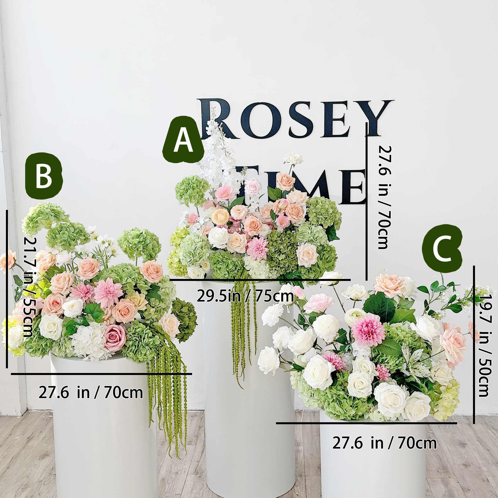 Roseytime 2026 Pastel Peach & Green Flower Set #RTS001