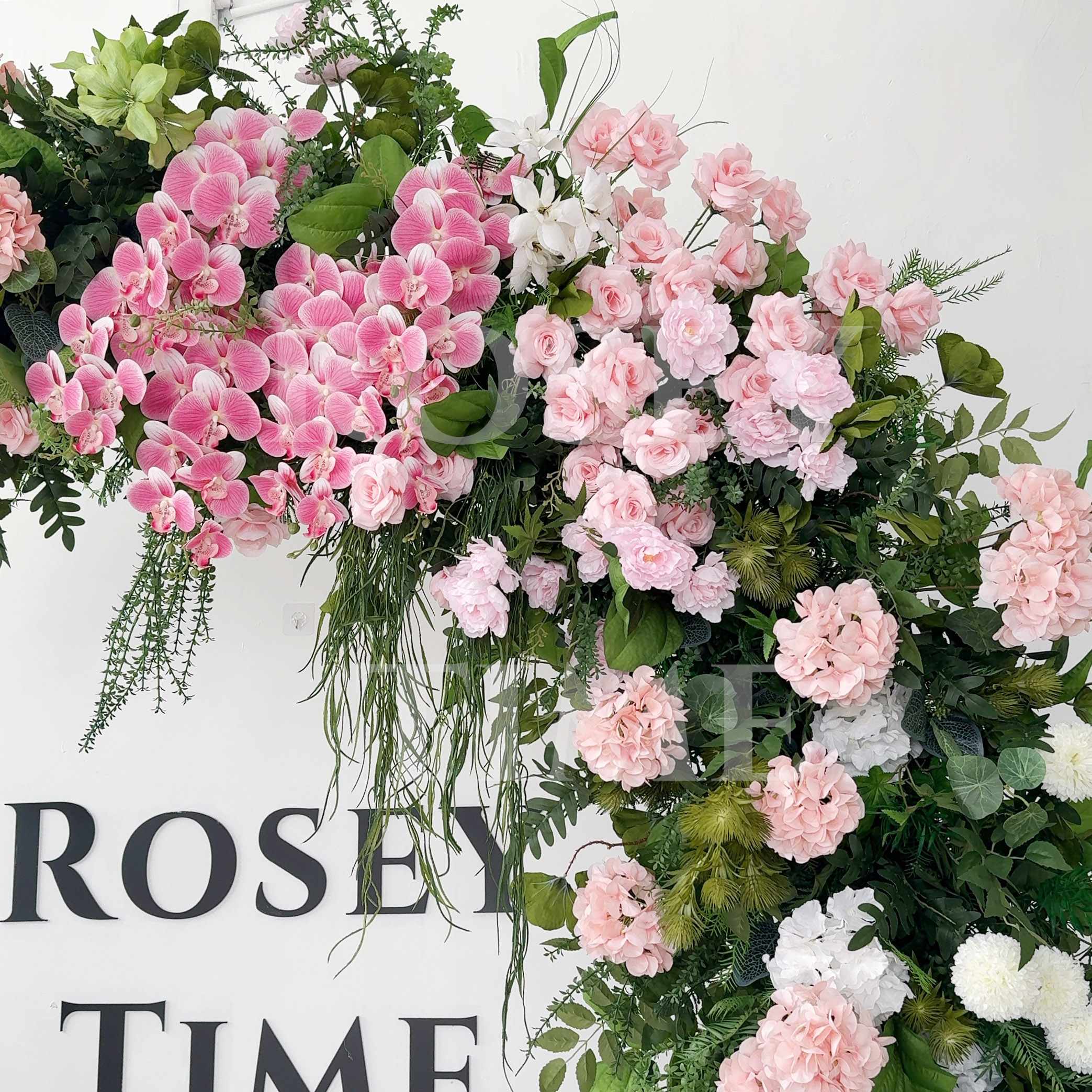 RoseyTime Pink Greenery Flower Arch n-shape Round Arch #RTA154