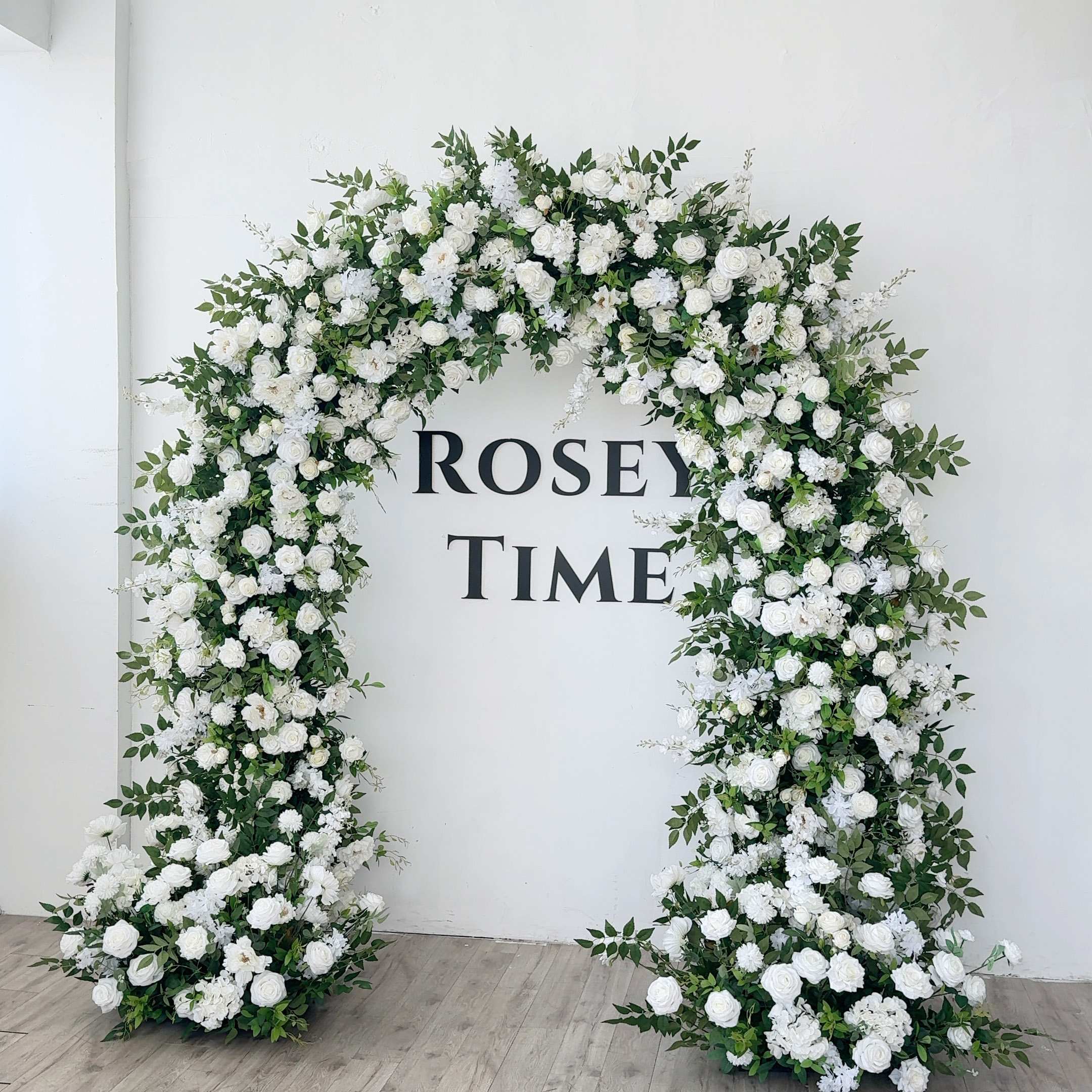 RoseyTime White&Green Wedding Flower Round Arch #RTA103