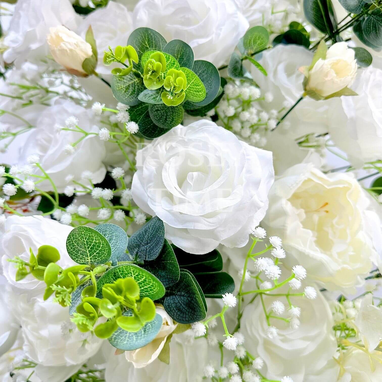 RoseyTime White&Green Flower Round Arch With Frame #RTA064