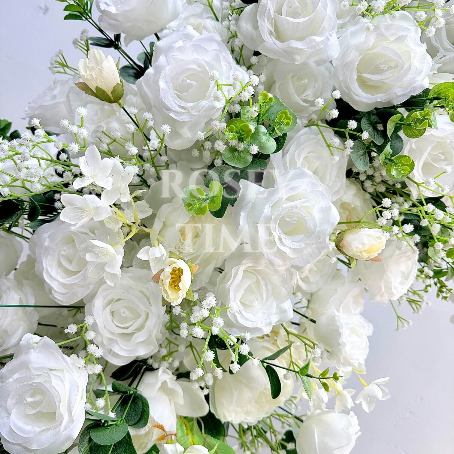 RoseyTime White&Green Flower Round Arch With Frame #RTA064