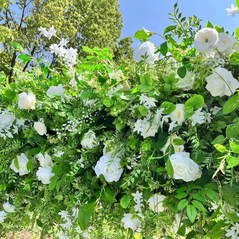 💥BF-Sale: White&Green Square Flower Arch Fabric Back#RTA095