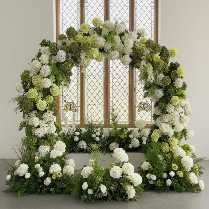 RoseyTime 2026 Green Harmony Hydrangea Flower Arch n-shape Round Arch #RTA378