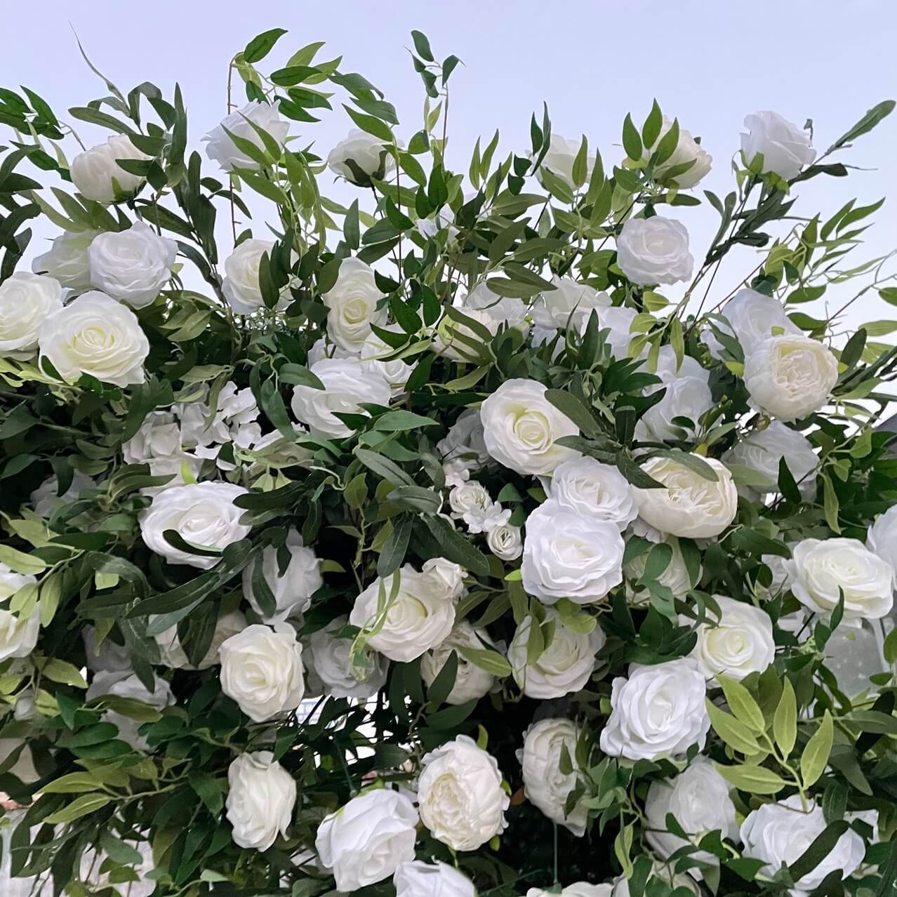 💥BF-Sale: Wedding Square Flower Arch 8x8ft White&Green Fabric Back Backdrop #RTA024