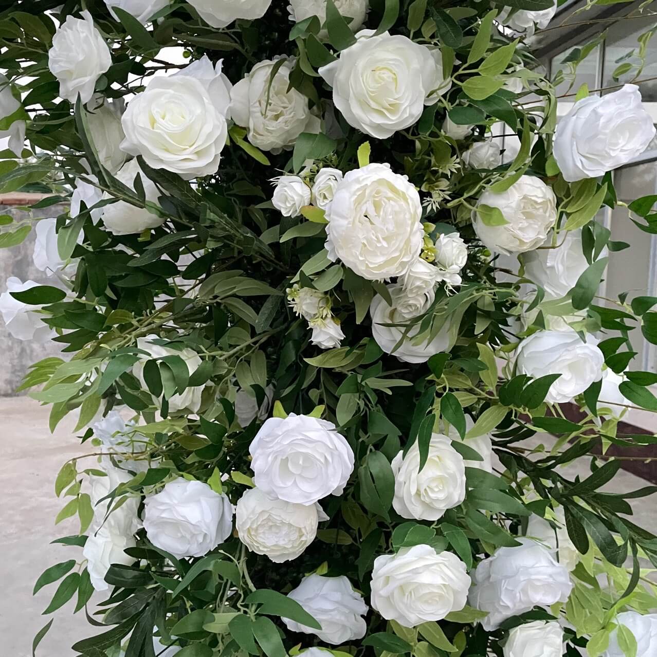 💥BF-Sale: Wedding Square Flower Arch 8x8ft White&Green Fabric Back Backdrop #RTA024