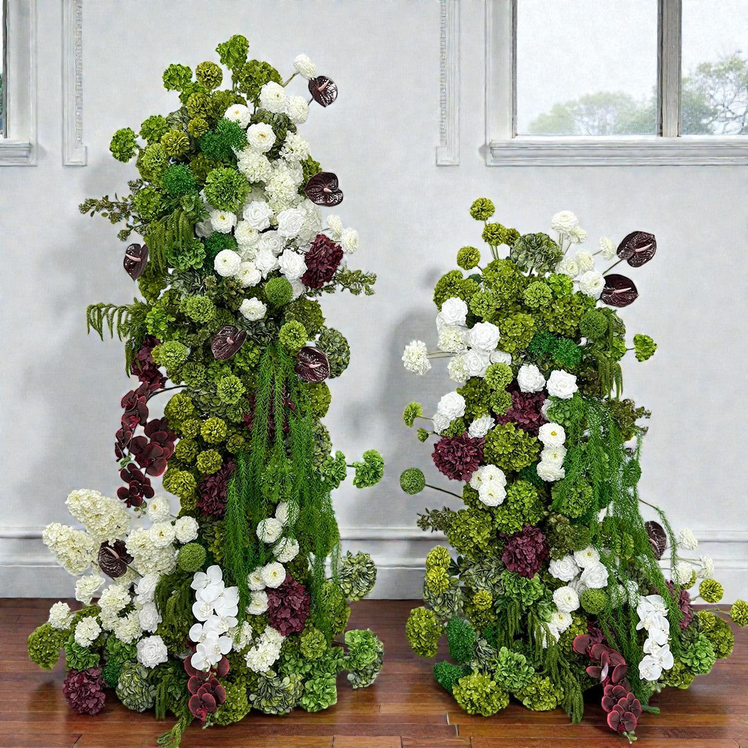 Roseytime 2026 Dark Green Flower Pillars Arch with Frame #RTP123