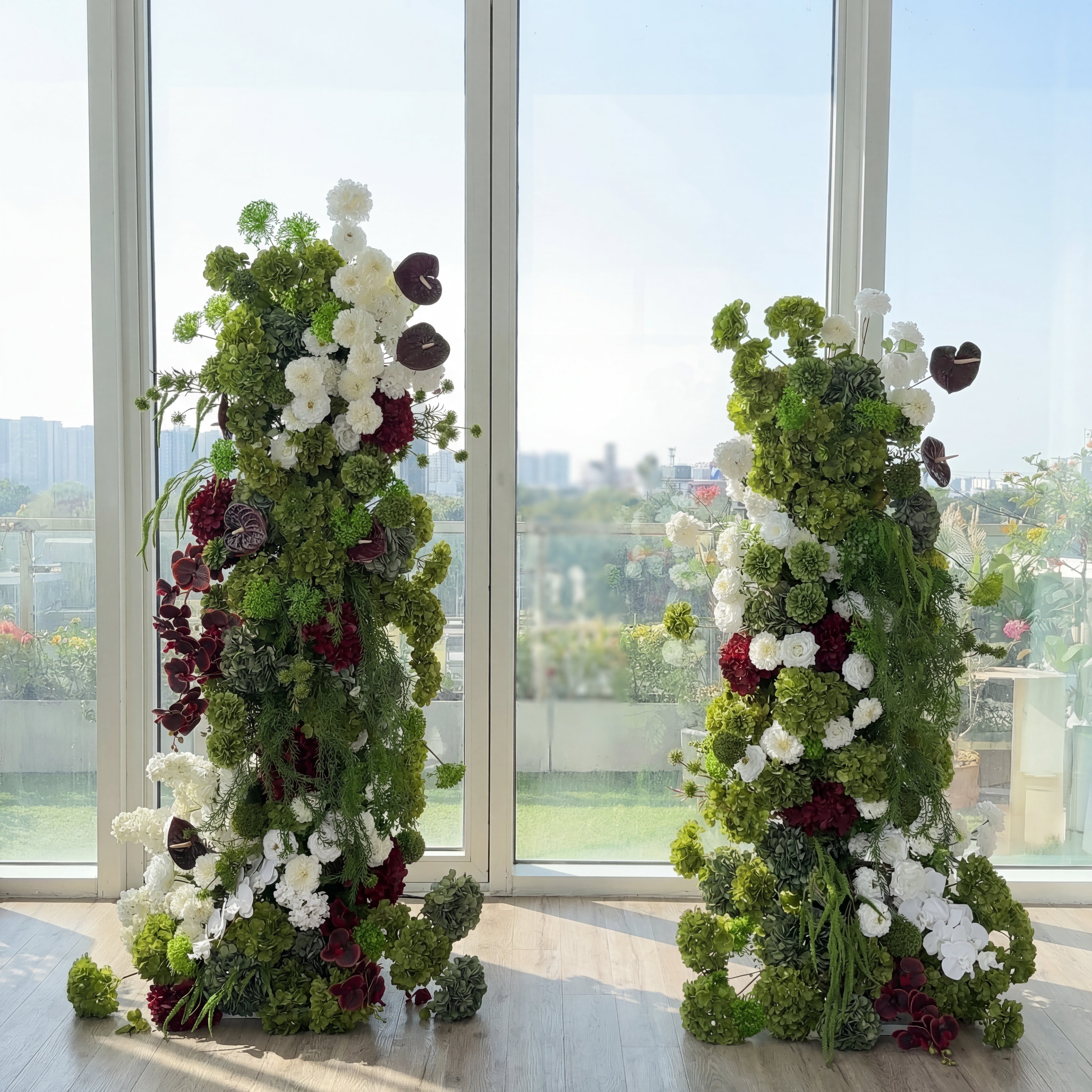 Roseytime 2026 Dark Green Flower Pillars Arch with Frame #RTP123