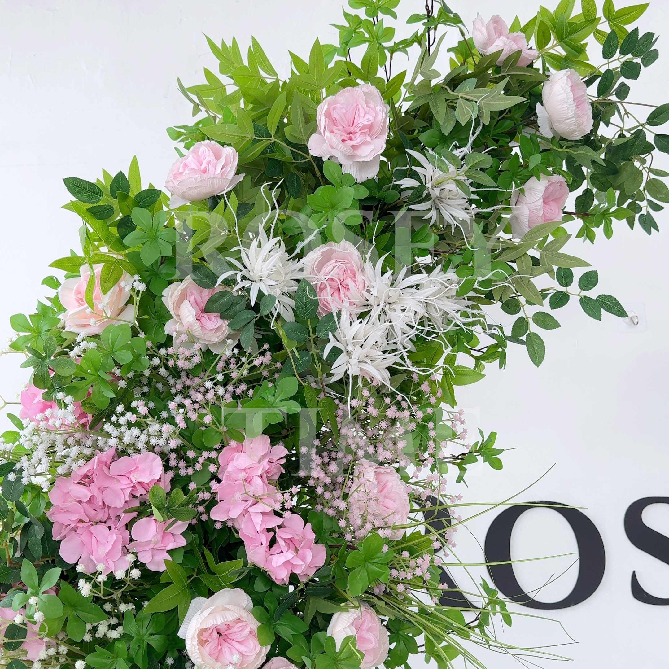 RoseyTime Flower Pillars Arches Green pink Flower With Frame #RTP033