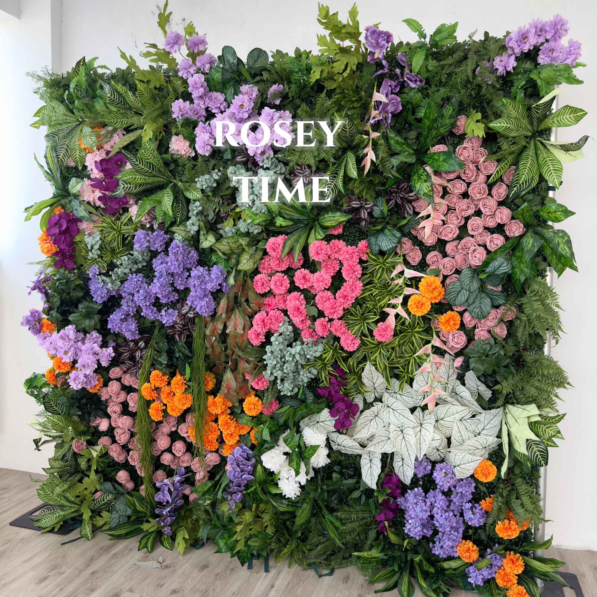 Roseytime 5D Greenery Flower Wall Roll Up Fabric Back #RTW163