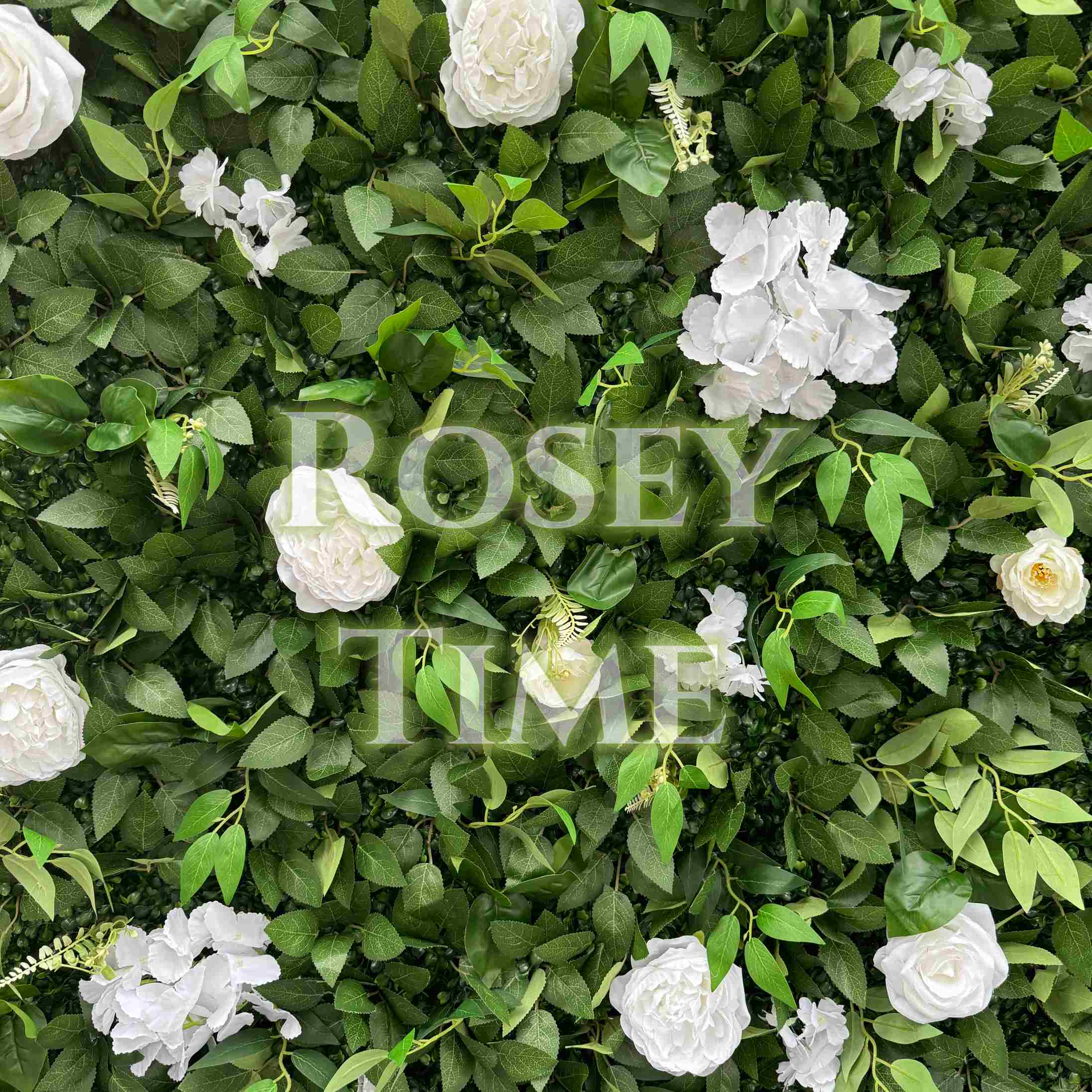 Roseytime 2D Green&White Flower Wall Roll Up Fabric Back