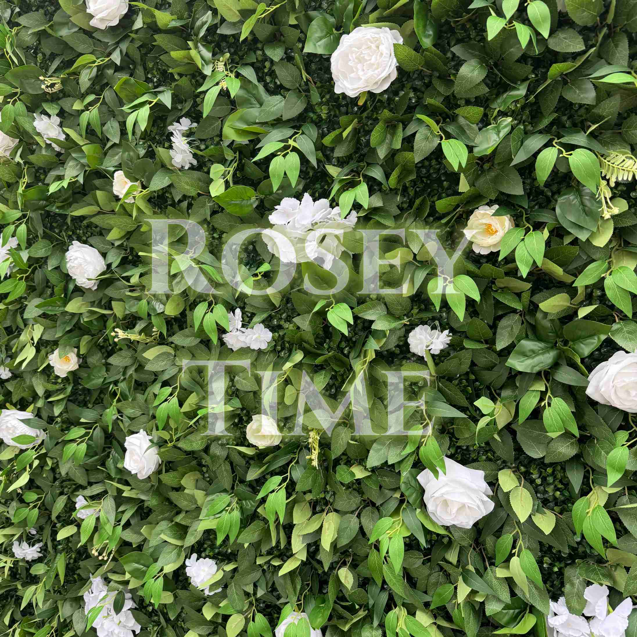 Roseytime 2D Green&White Flower Wall Roll Up Fabric Back