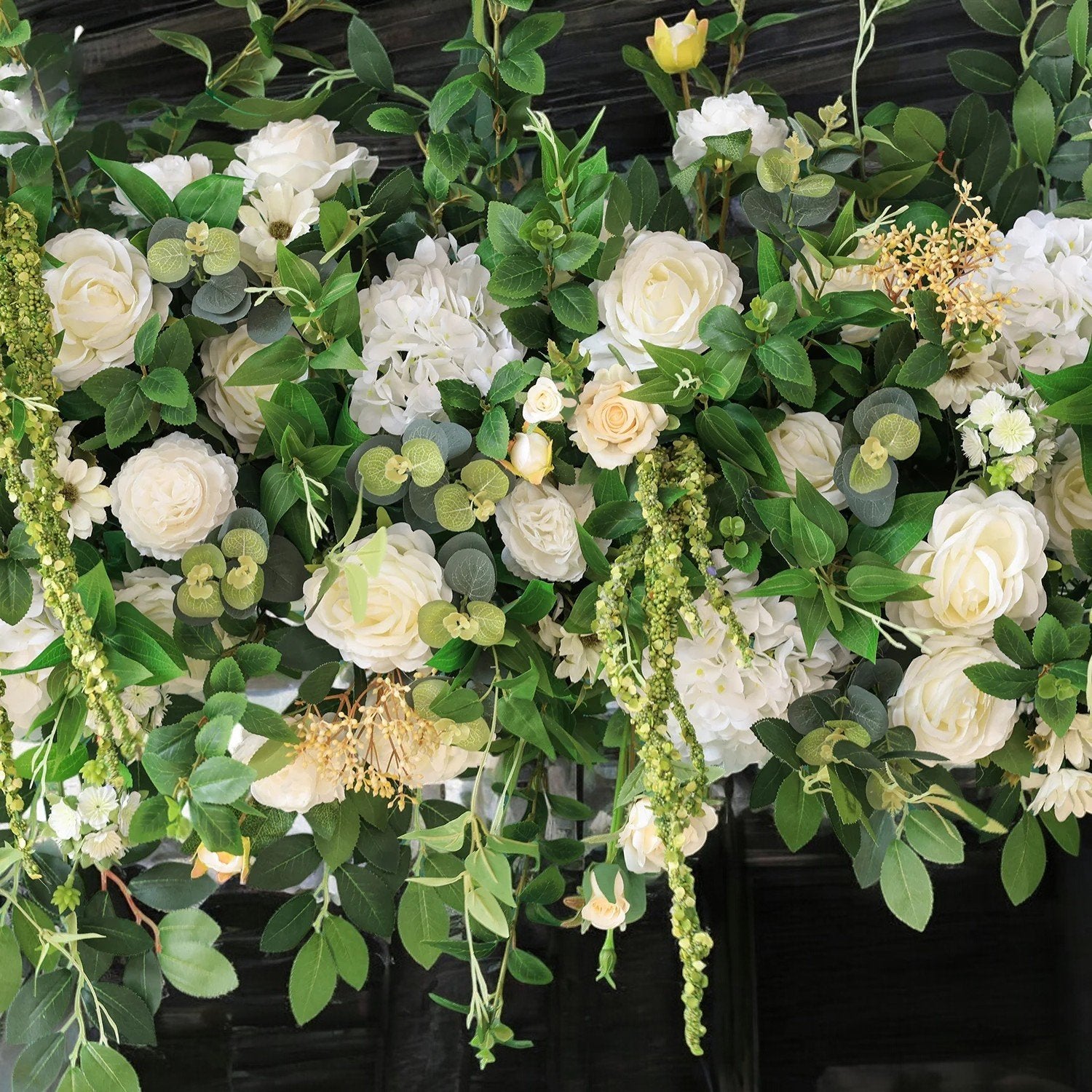 Roseytime Green&White Square Flower Arch Fabric Back#RTA090