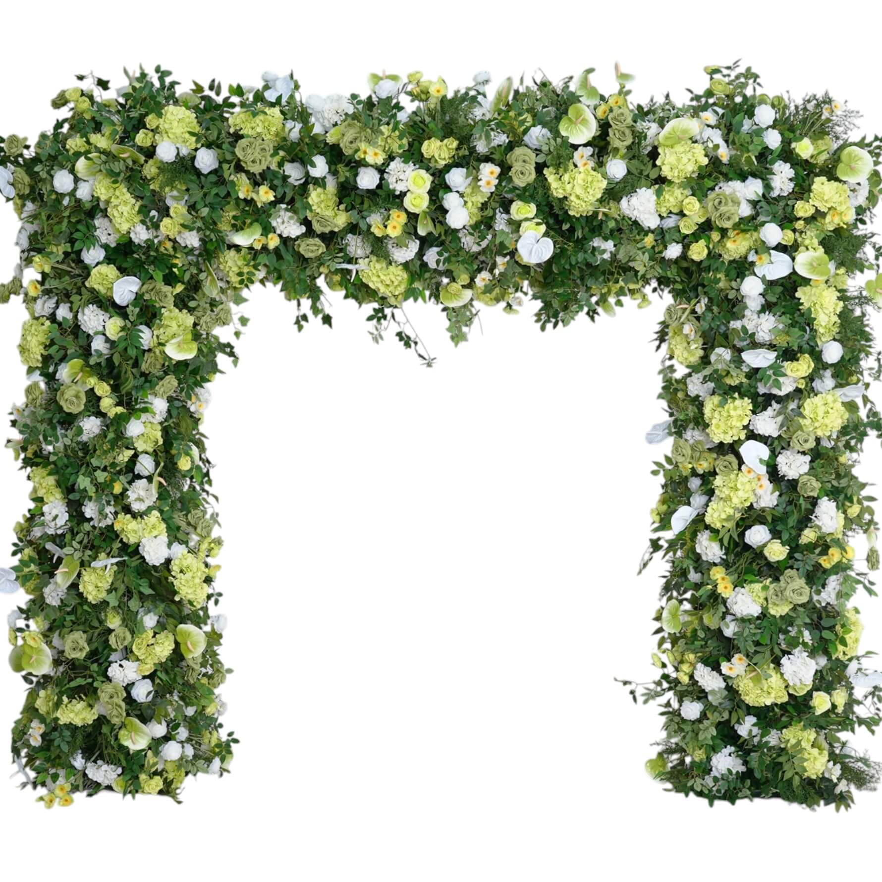 Roseytime Green Square Flower Arch Fabric Back#RTA082