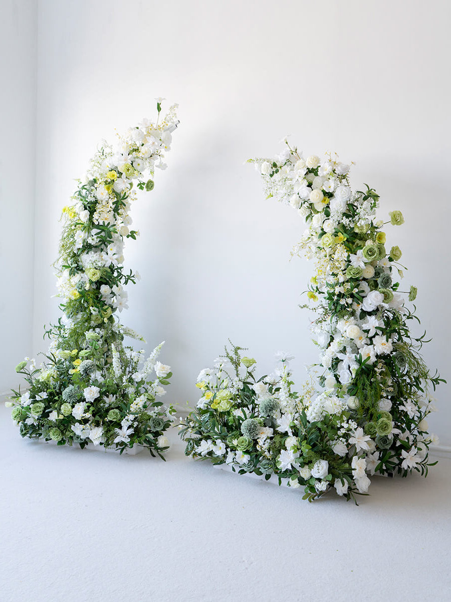 RoseyTime Green Flower Pillars Arch with Frame #RTP034