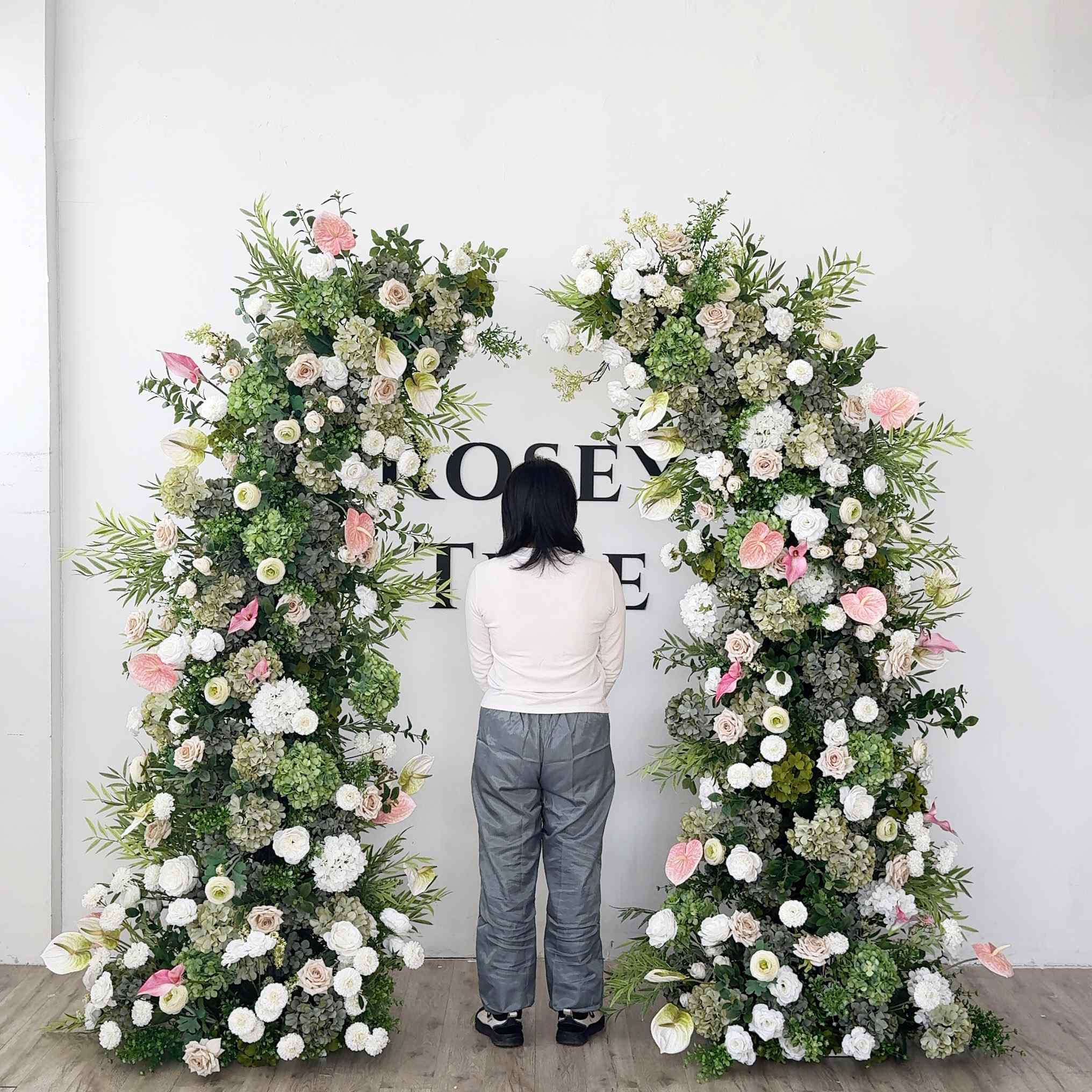 Roseytime 2026 Moss Petal Flower Pillars Arch with Frame #RTP120