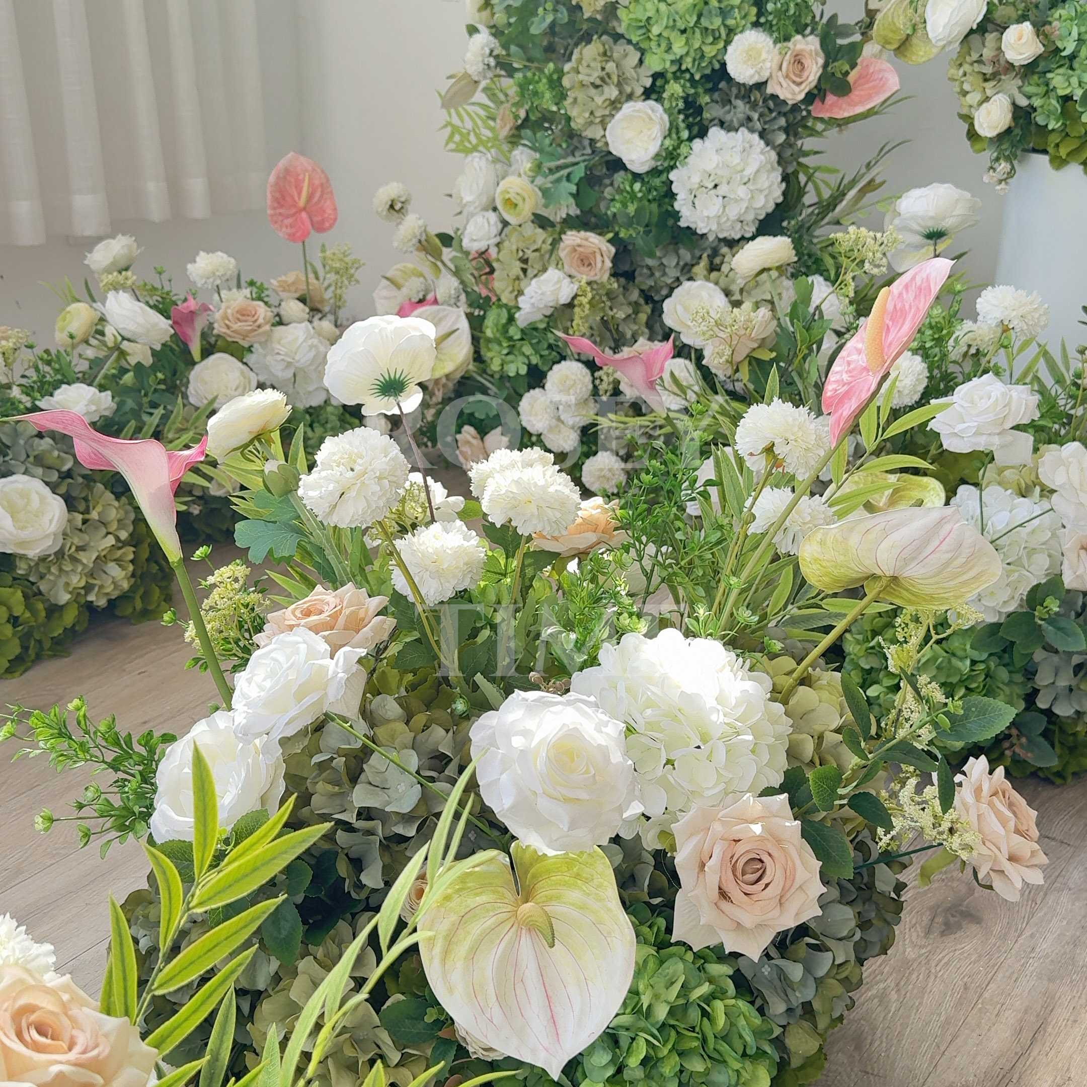 Roseytime Moss Petal Flower Floor Flower Wedding Aisle Arrangement #RTF003