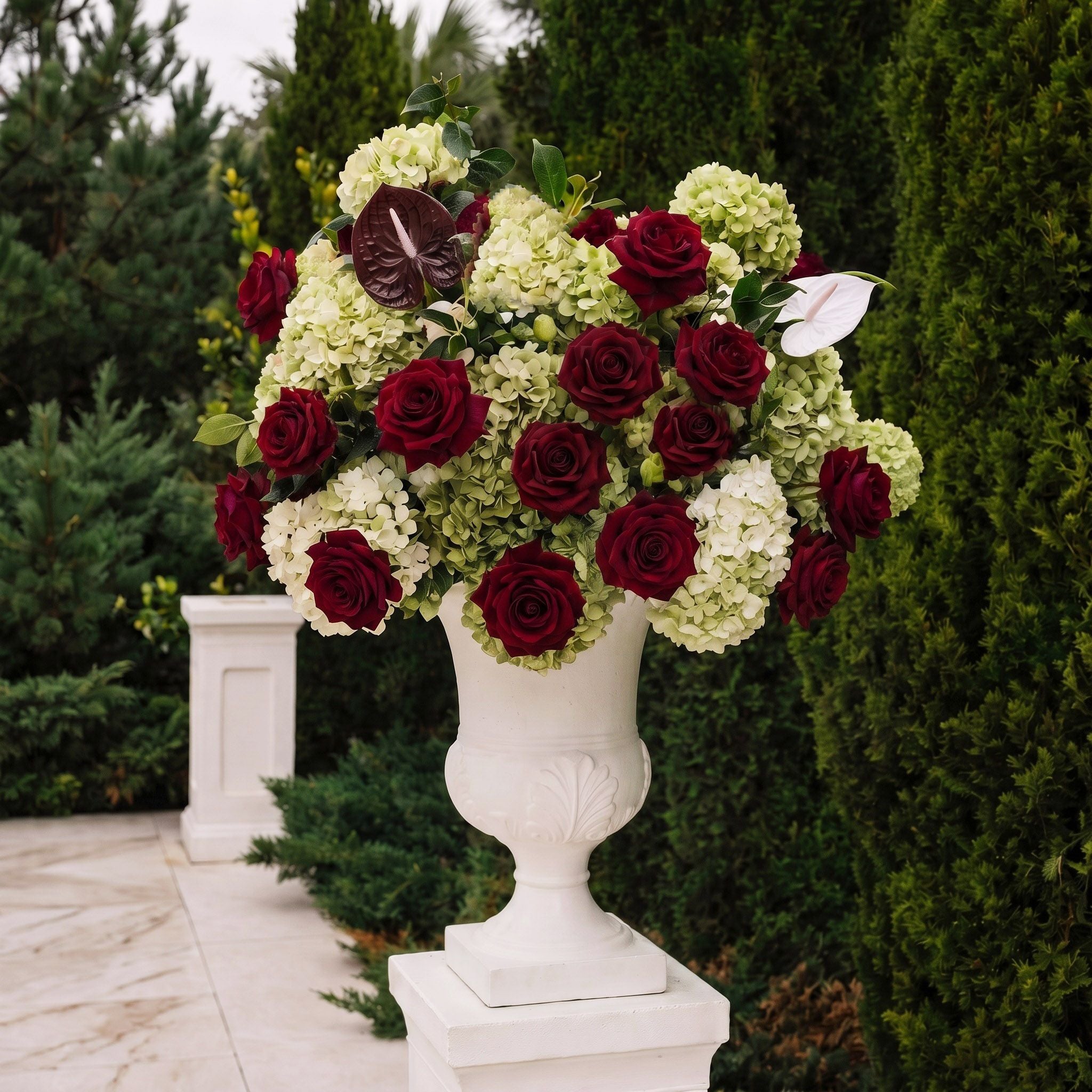Roseytime Bugundy&Green Flower Ball Centerpieces #RTB140