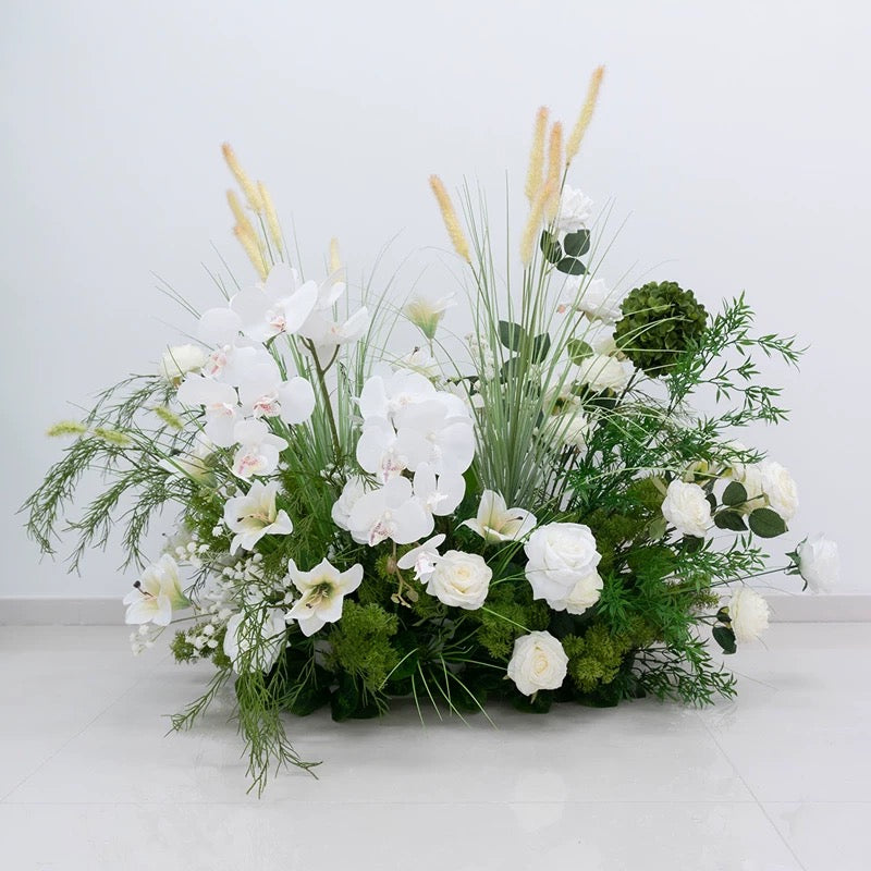 RoseyTime Luxury White&Green Flower Arch n-shape Round Arch #RTA122