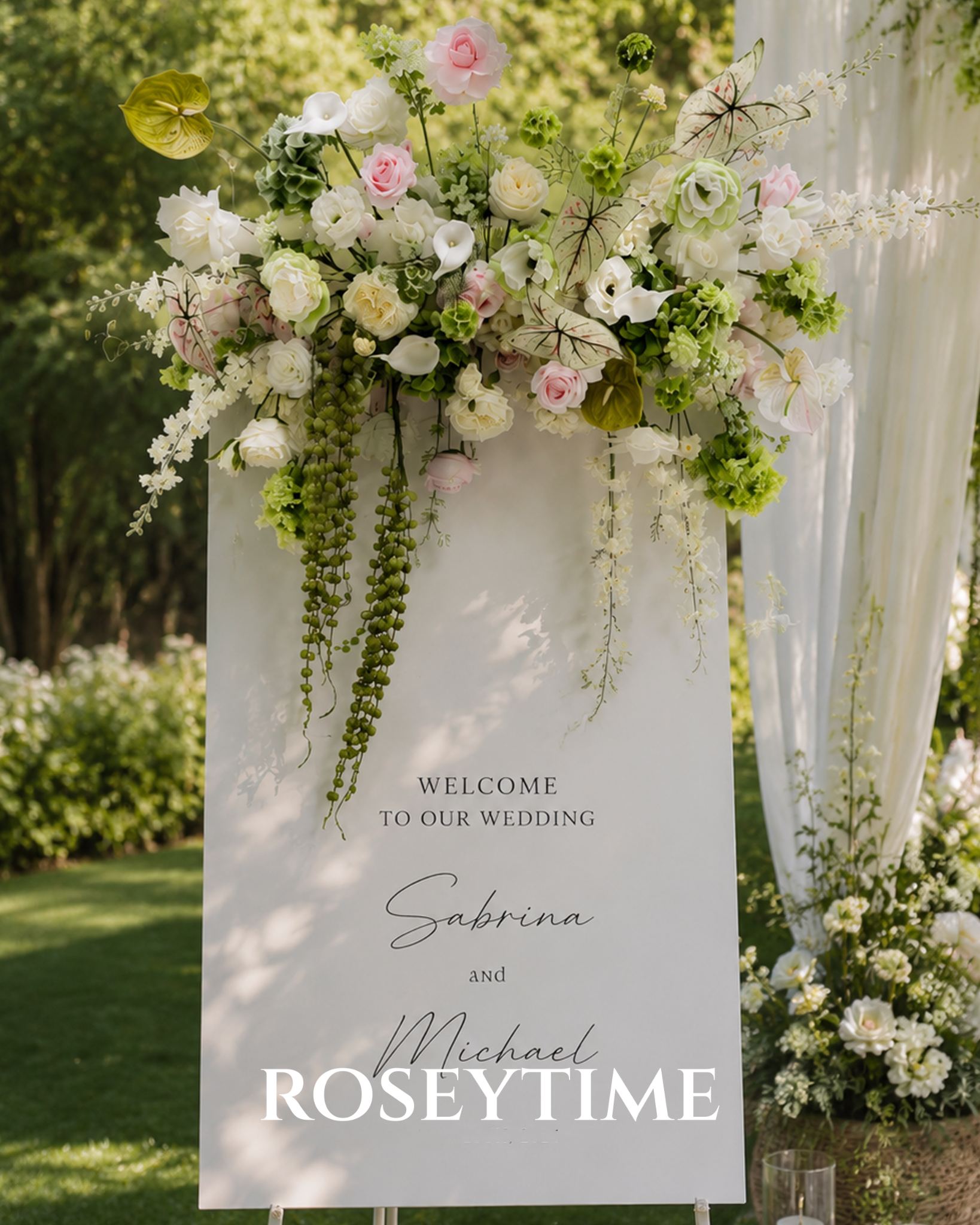 Roseytime White Garden Floral Set #RTS028