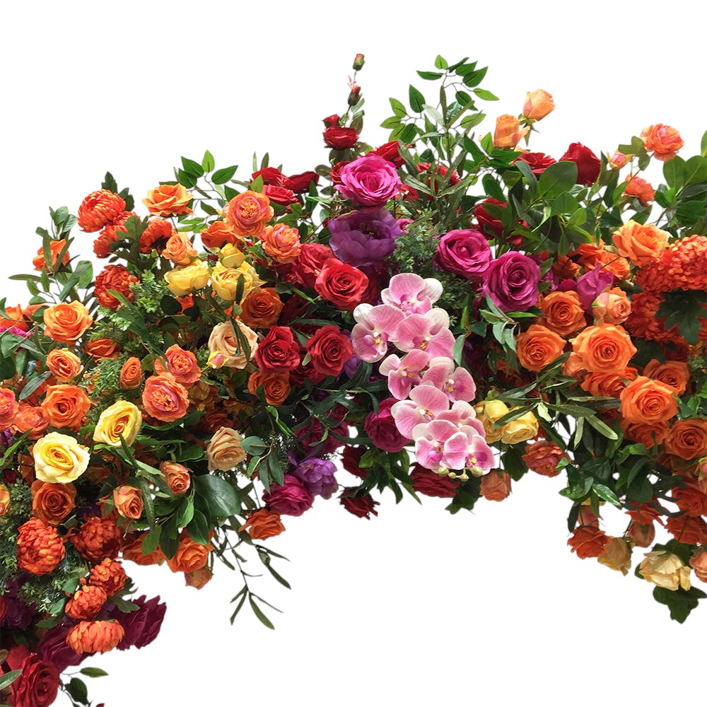 RoseyTime Hot Pink &Orange Flower Arch n-shape Round Arch #RTA153