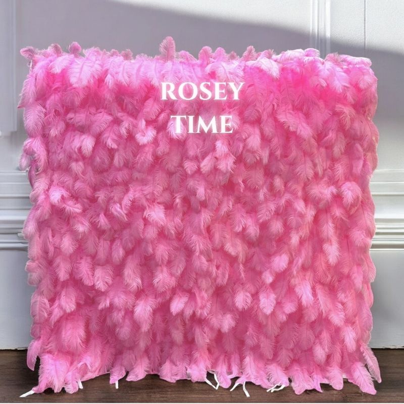 Roseytime 5D Pink Feather Wall Roll Up Fabric Back #RTW139