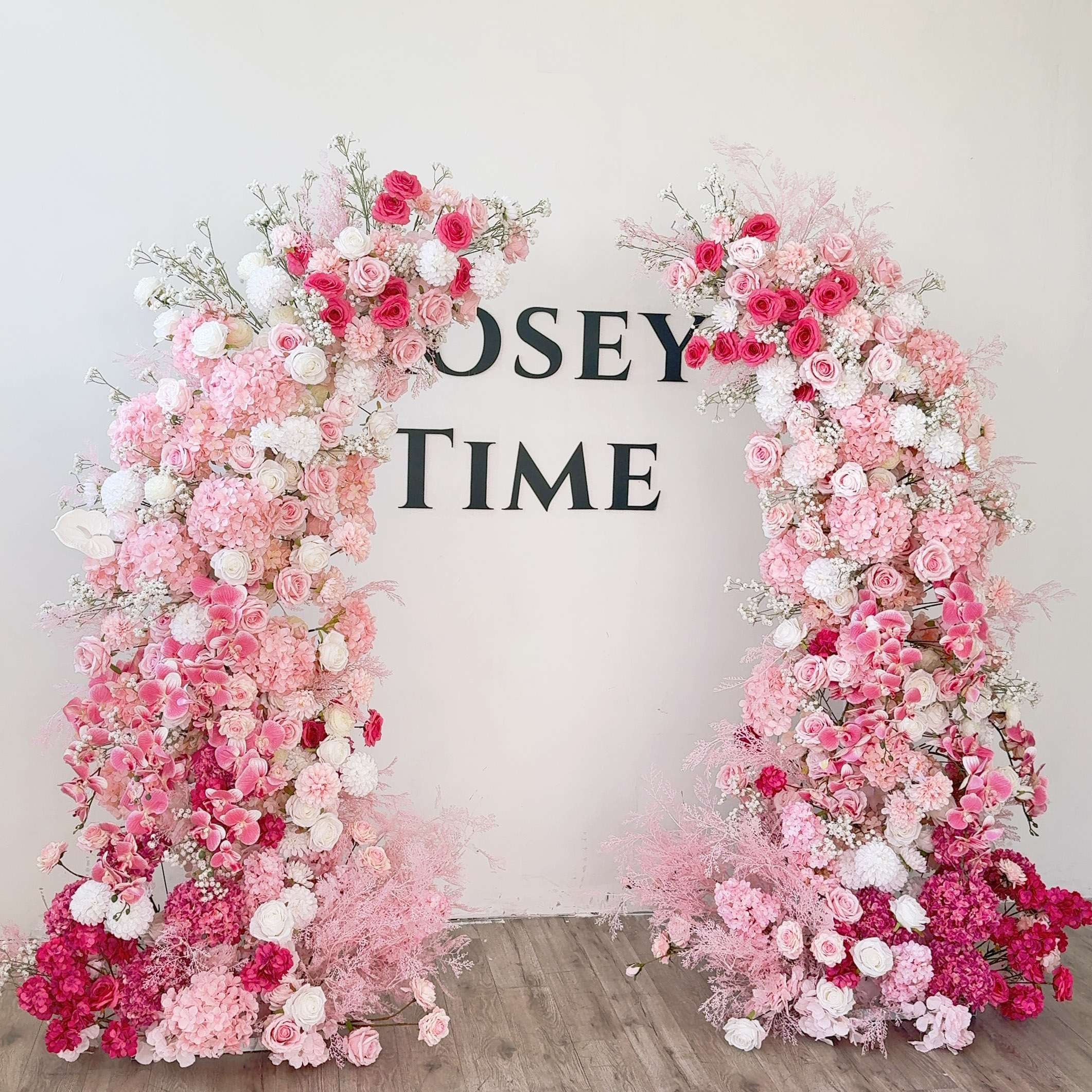 Roseytime Pink Flower Pillars Arch with Frame #RTP001