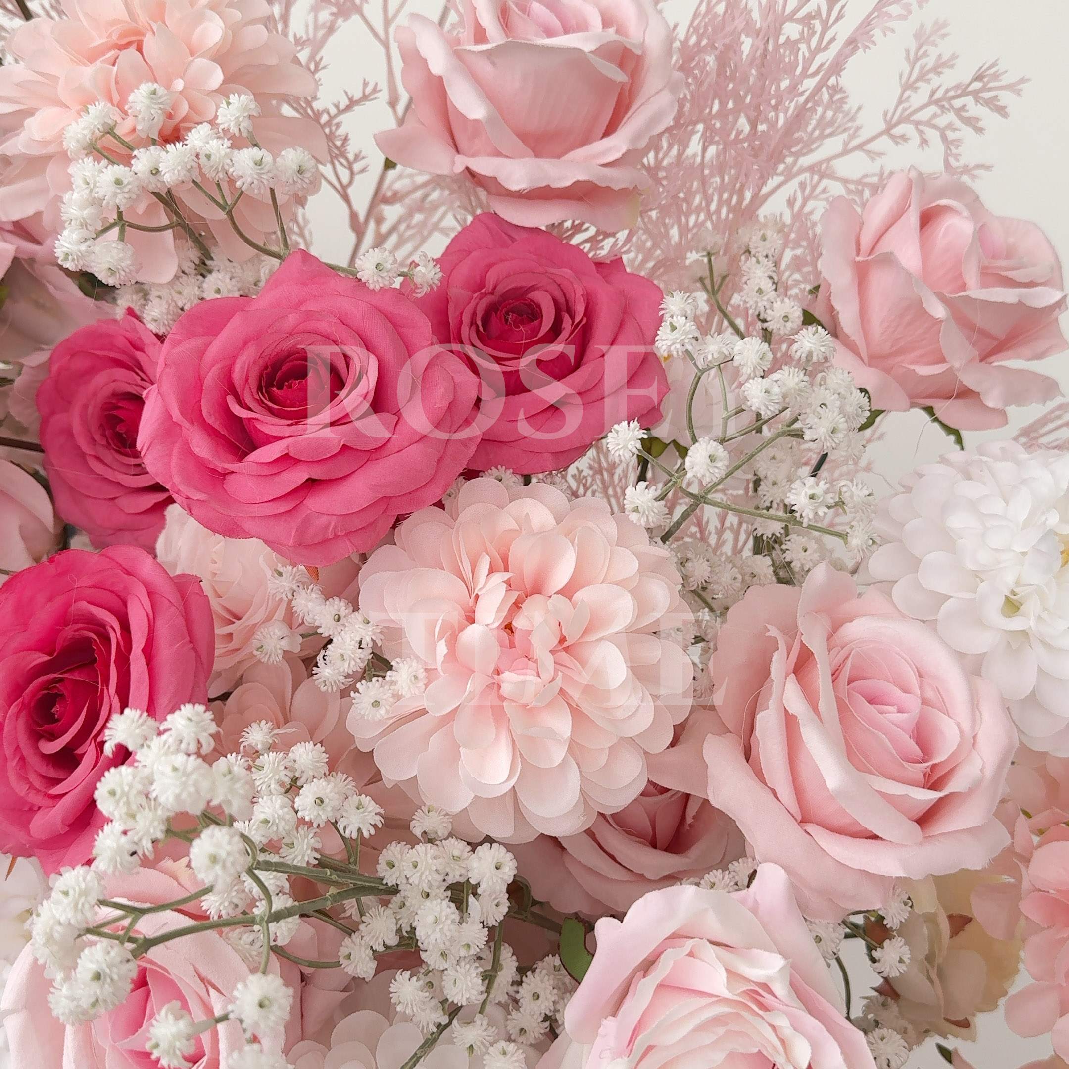 Roseytime Pink Flower Pillars Arch with Frame #RTP001