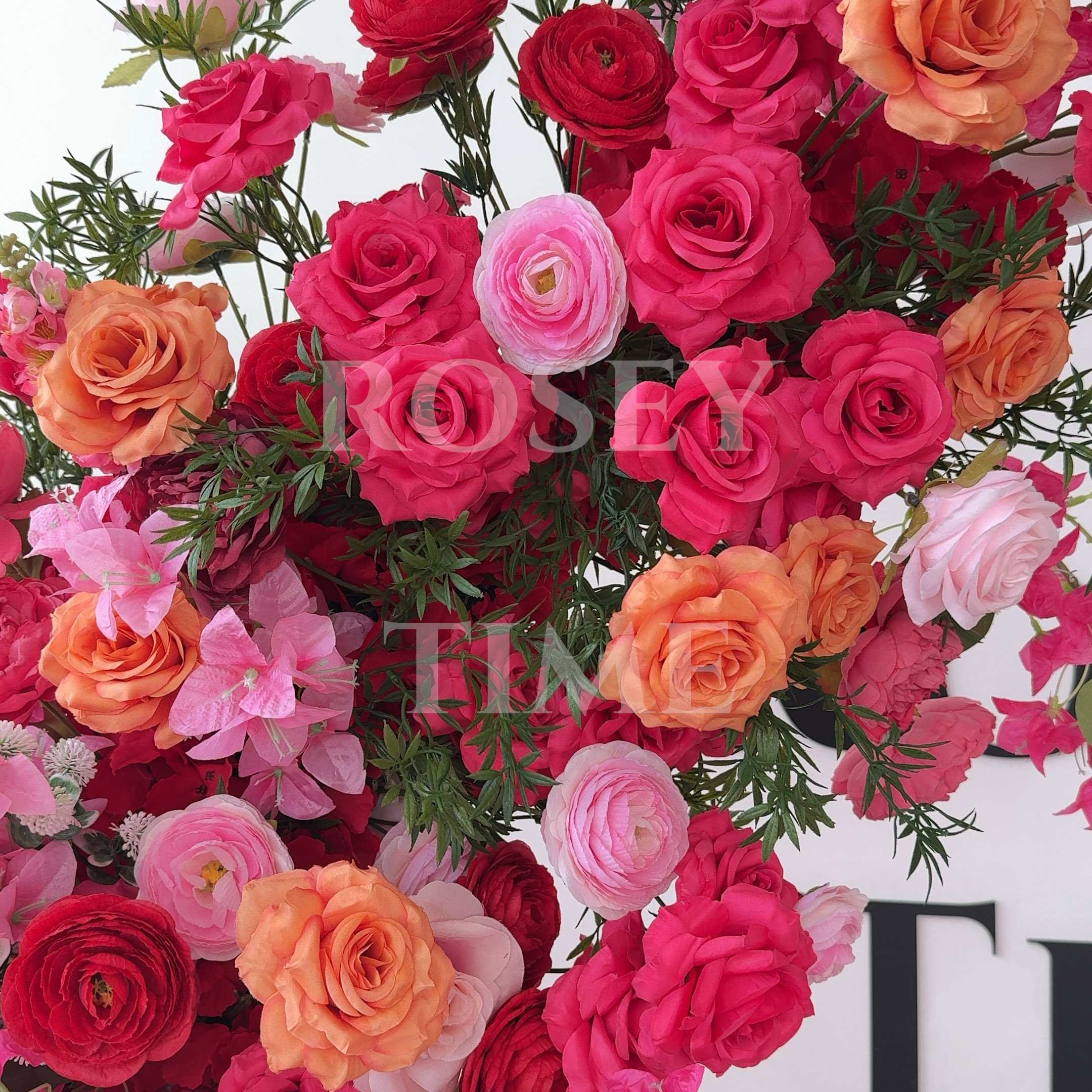 Roseytime Hot Pink Flower Pillars Arch with Frame #RTP106