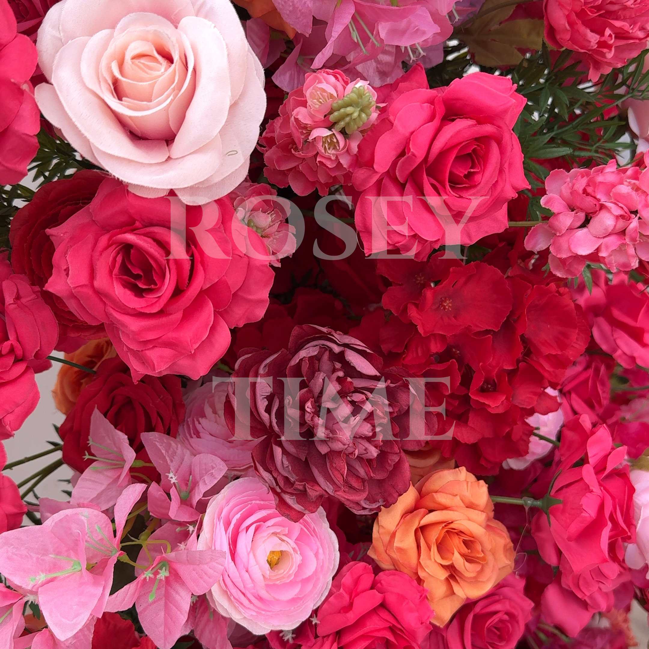 Roseytime Hot Pink Flower Pillars Arch with Frame #RTP106