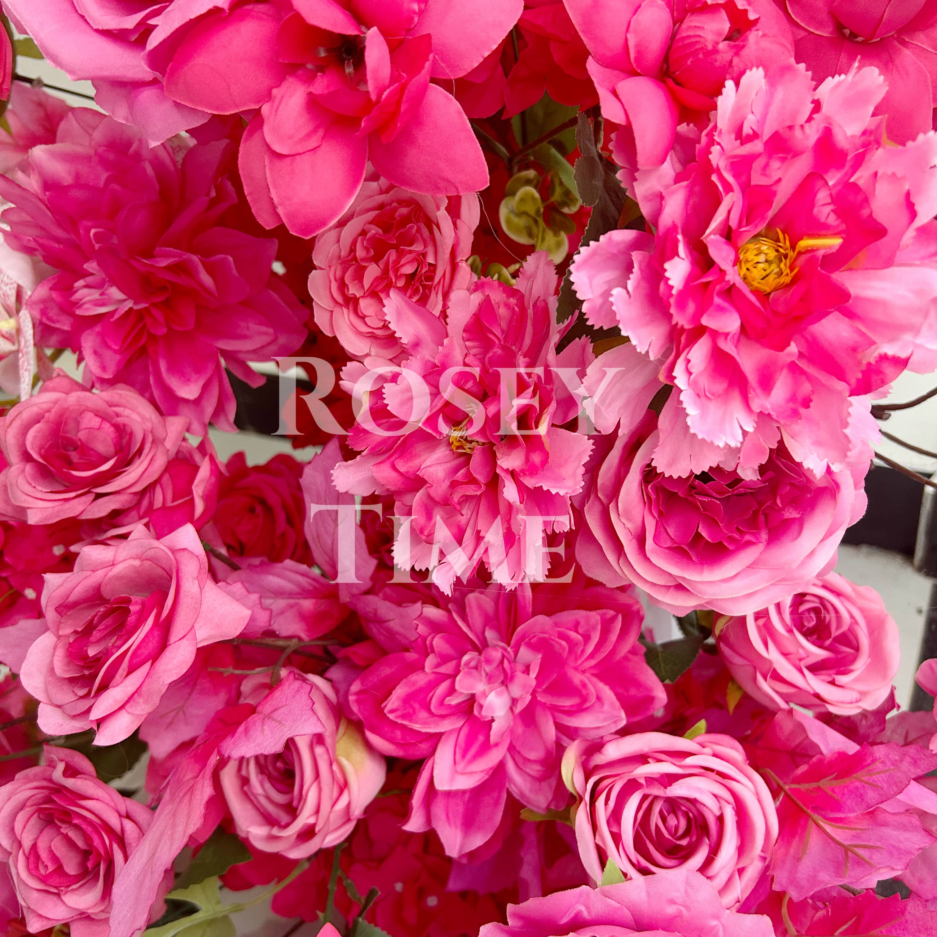 RoseyTime Hot Pink Floral Pillars Arch with Frame #RTP025