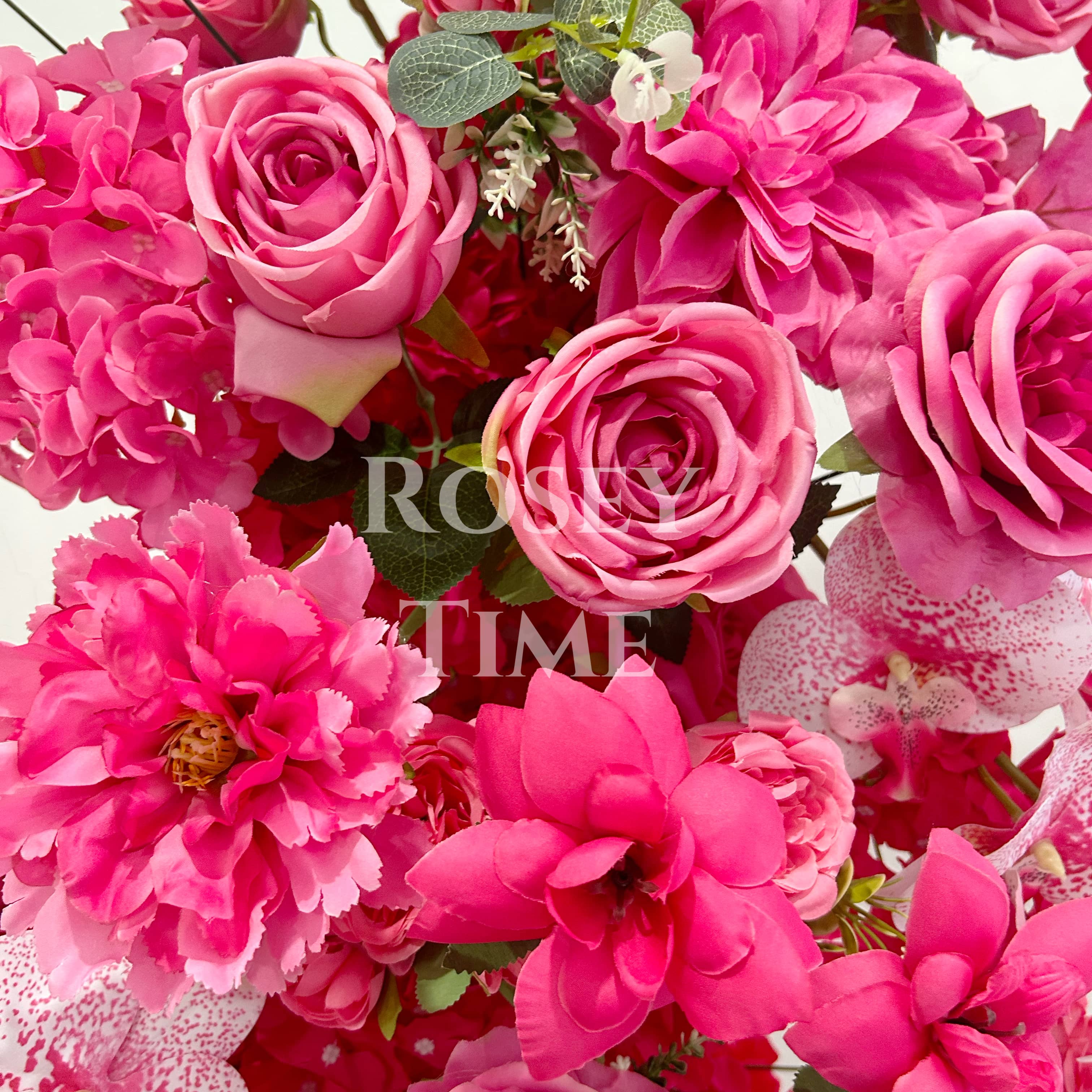 RoseyTime Hot Pink Floral Pillars Arch with Frame #RTP025