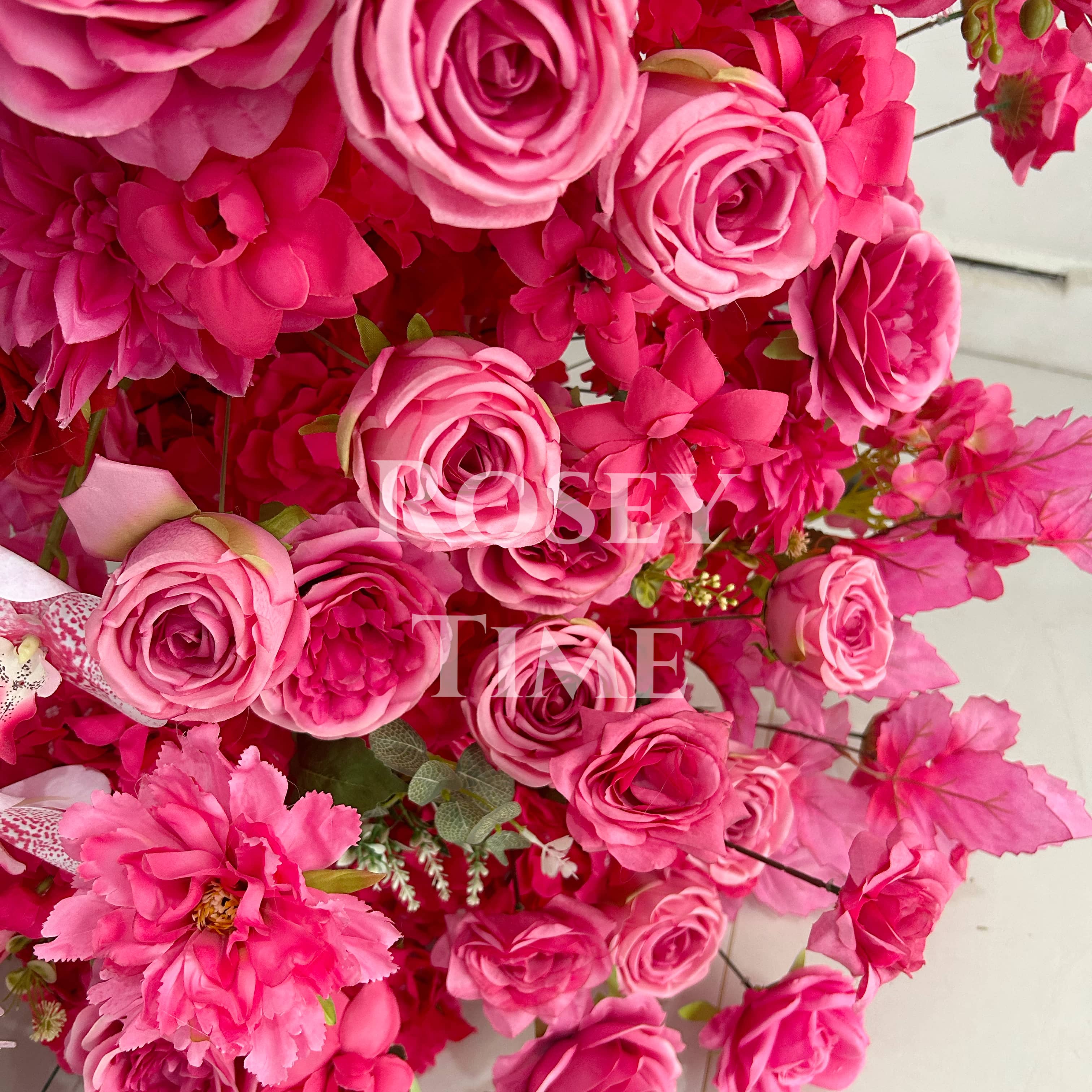RoseyTime Hot Pink Floral Pillars Arch with Frame #RTP025