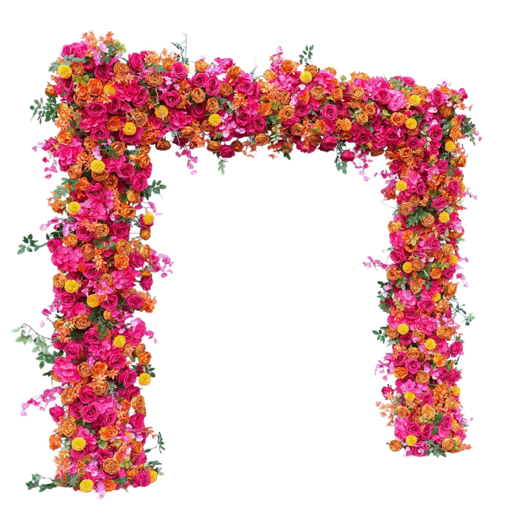 Roseytime Fuchsia&Orange Square Flower Arch Fabric Back#RTA087