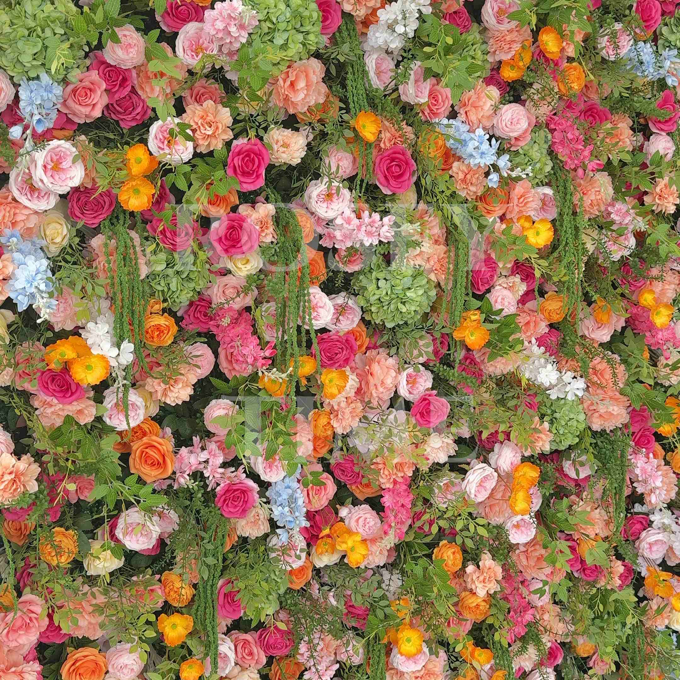 Roseytime 5D Lush Frenzy Flower Wall Roll Up Fabric Back #RTW188