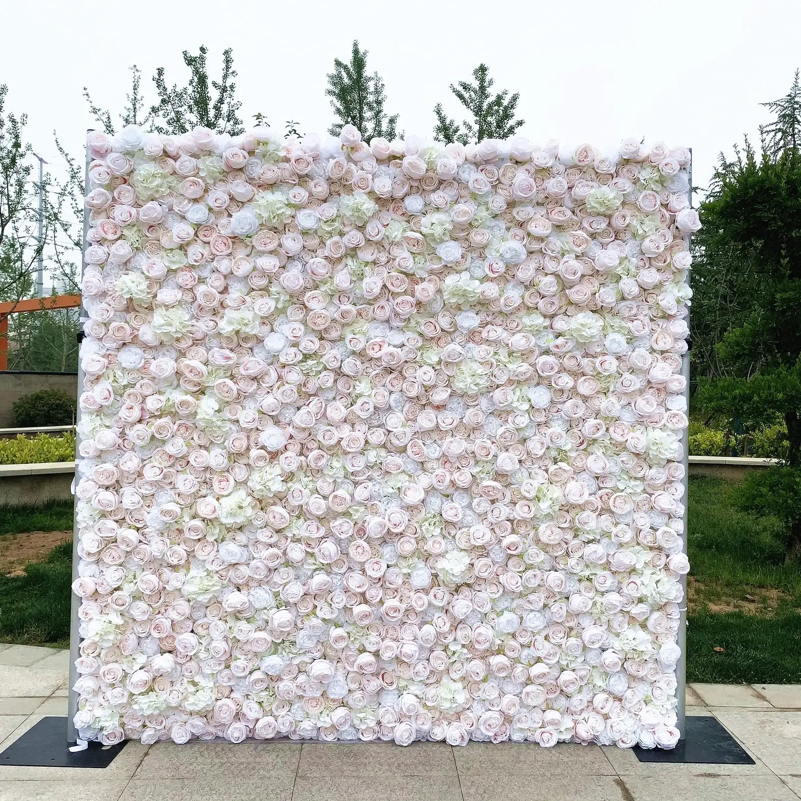 Roseytime 2D Light Pink Flower Wall Roll Up Fabric Back #RTW187