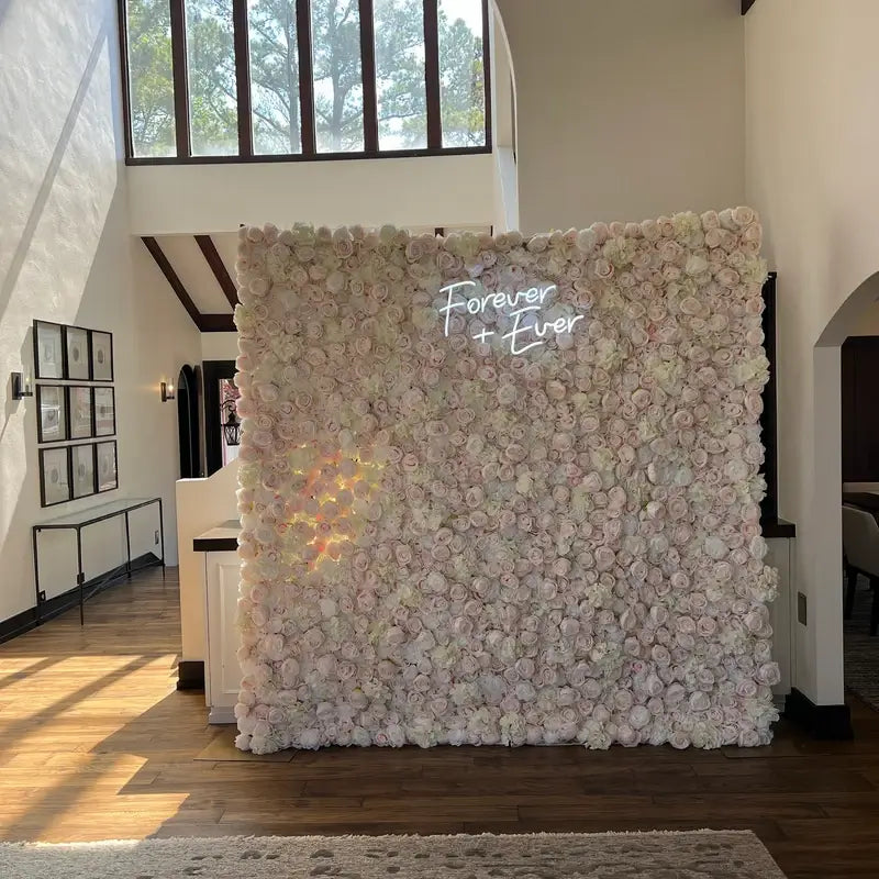 Roseytime 2D Light Pink Flower Wall Roll Up Fabric Back #RTW187