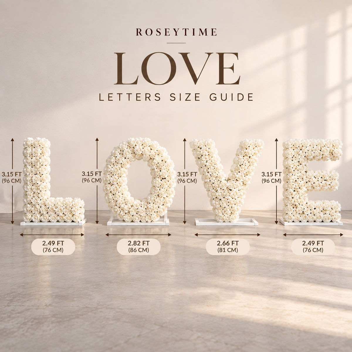 RoseyTime White Rose LOVE Letters for Wedding, Proposal & Event Decor